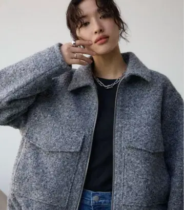 AZUL by mousry 그레이 부클레 크롭 자켓