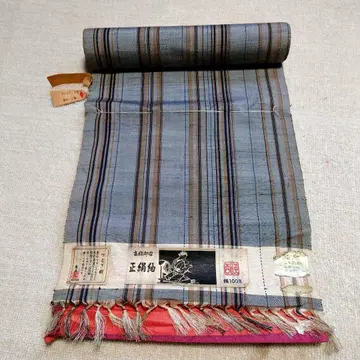 순수 실크 장척 스트라이프 옷감 미사용품