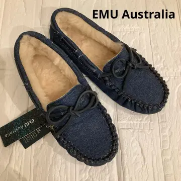 [ 미사용 새상품 ] EMU 에뮤 데님 블루 모카신 23cm W6