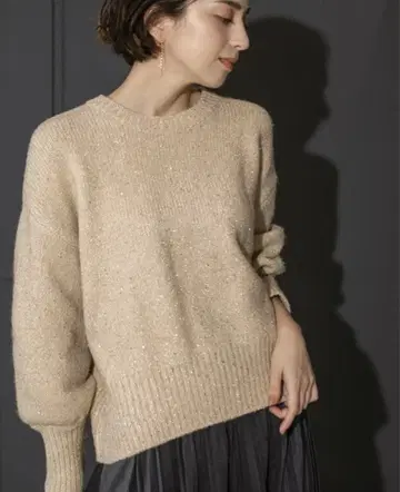 스팽글 라메 미들 게이지 니트