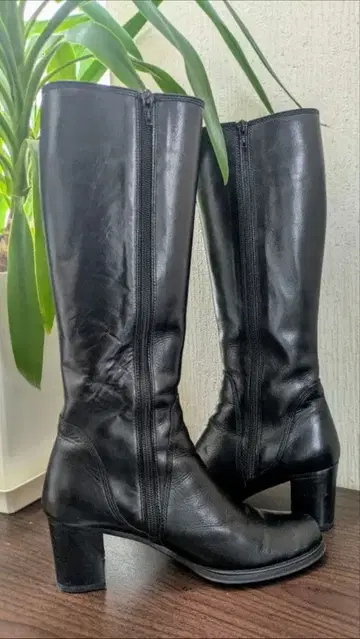 새상품급 일본제 고급 가죽 롱 부츠 24cm 자키 부츠 24.5 블랙