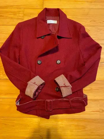 숏 트렌치 자켓 여성용 빨간색 하운드투스 체크가 멋스러워요