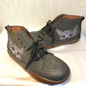 고양이 애호가 필수 캠퍼 고양이 하이컷 스니커즈 그레이 24-24.5cm