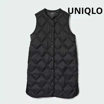 유니클로 울트라 라이트 다운 롱 베스트 M 블랙 파우치 포함 L