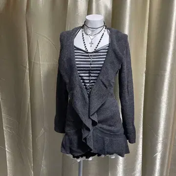 울 혼방 프릴 가디건 모리걸 페어리 그런지 coquette