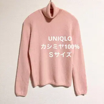 유니클로 캐시미어 100% 터틀넥 스웨터 핑크 S