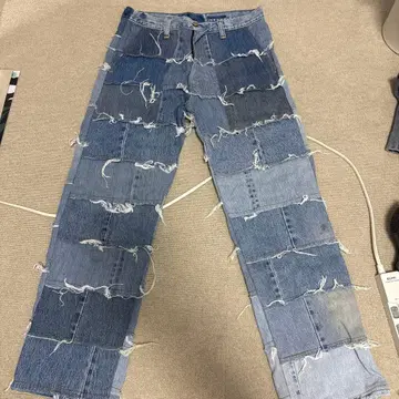 패치워크 디자인 데님 팬츠