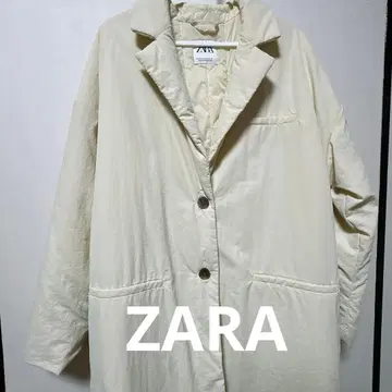 ZARA 화이트 아이보리 화이트 롱 코트 충전솜
