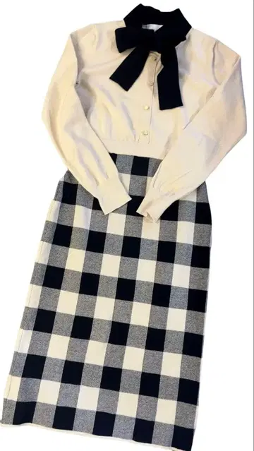 michellemacaron 체크 무늬 롱 원피스