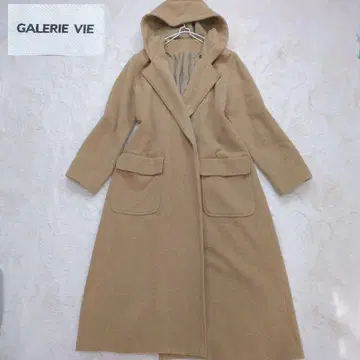 새상품급 갤러리 바이 오픈 카라 후디드 코트 롱 코트 카멜