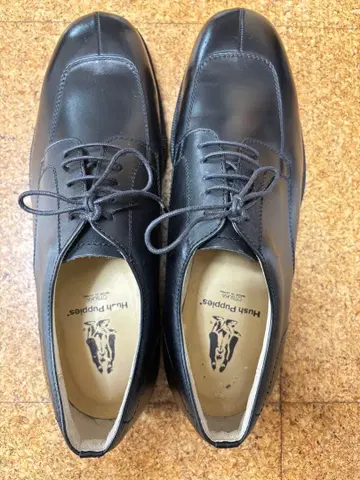26.5 허시파피 비즈니스 슈즈 블랙 스트레이트 팁 천연 가죽 일본제