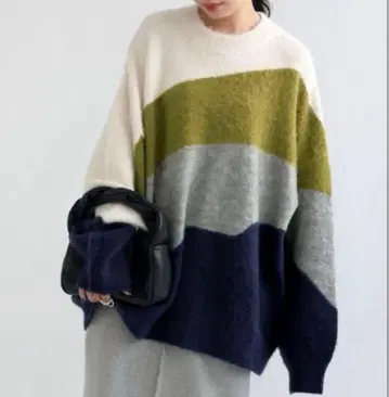 [ 미사용 새상품 ] antiqua 배색 니트 스웨터 안티카