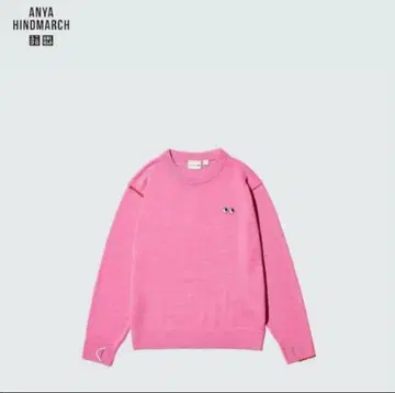 [ 미사용 새상품 ] 유니클로 안야 힌드마치 메리노 크루넥 스웨터 핑크