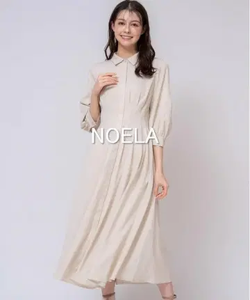 [택 포함 새상품] NOELA 슬리브 자수 턱 셔츠 원피스