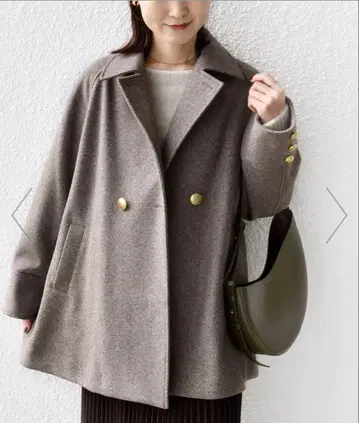 거의 새상품 SHIPS 울 라이크 저지 멜톤 2WAY P코트