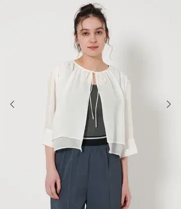 BEAUTY&YOUTH 프론트 리본 티어드 셔츠