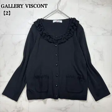 [ 새상품급 ] 갤러리 비스콘티 프릴 가디건 7부 소매 블랙 블랙 2 M