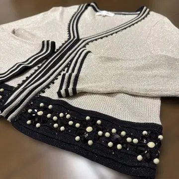 슈퍼 뷰티 가디건 비쥬 라메 비즈 장식