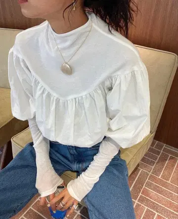 새상품 SeaRoomlynn 시어 콤비 볼륨 상의 화이트