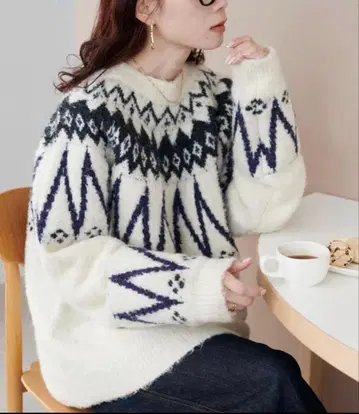 discoat 디스코트 부클레 퀼팅 패턴 니트 풀오버