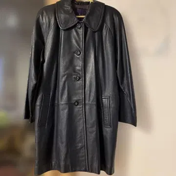 천연 가죽 양가죽 롱 코트 블랙