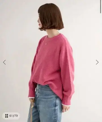 핑크 긴팔 니트 프리 사이즈 비비드 FOX MIX 폭스 믹스