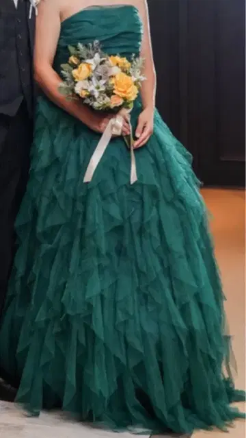 사전 촬영 세트 그린 드레스 외