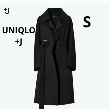 택 포함 새상품 UNIQLO +J 캐시미어 블렌드 랩 롱 코트 블랙 S
