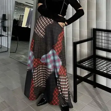 Ameri TROMPE L'OEIL 세미 플레어 스커트