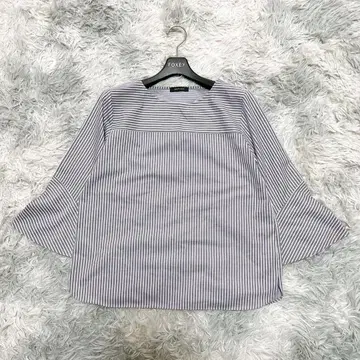 스마트 핑크 40 스트라이프 블라우스 그레이 일본제