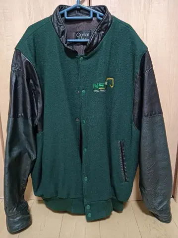 캐나다제 Dale 자수 울 가죽 바시티 자켓