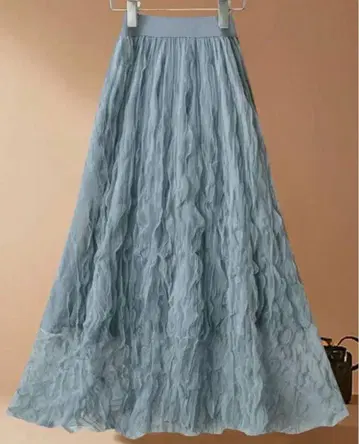 빅 사이즈 롱 스커트 3XL 프릴 파랑