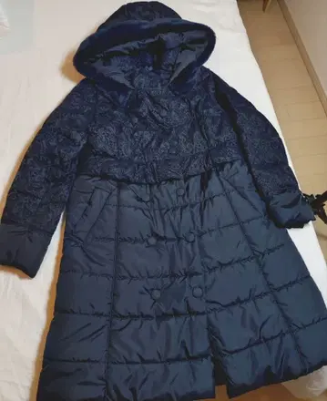 VIANTE 다운 코트 다운 자켓 꽃무늬 네이비 여성용