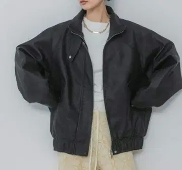 미사용 지나시스 빈티지 가죽 BIG 블루종 블랙