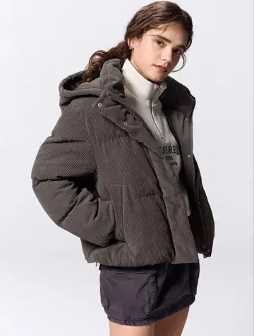 [택 포함 새상품] 히트 패디드 코듀로이 블루종 다크 브라운