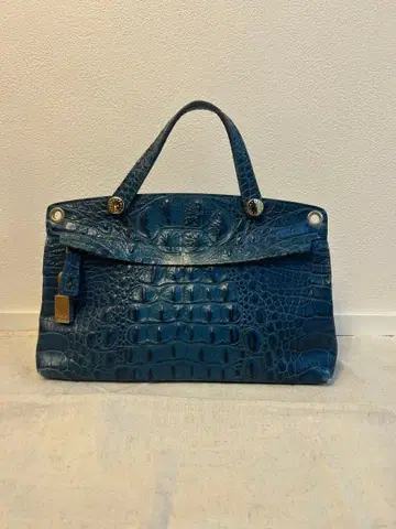 FURLA 크로커다일 패턴 핸드백 네이비