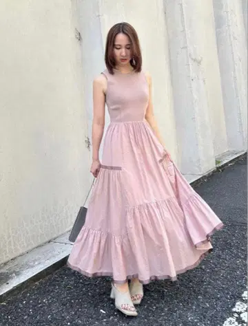 프레이 아이디 니트 콤비 티어드 원피스