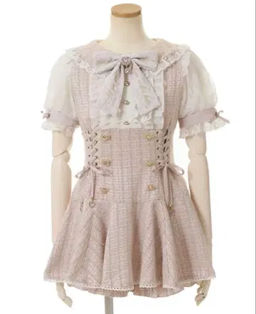 [ LIZLISA ] 메시지 리본 트위드 셋업