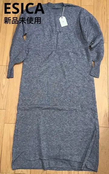 미사용 새상품 ESICA 그레이 알파카 터치 드로스트 원피스