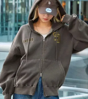 Padres 파드레스 집업 후드티 브라운 후드 부착