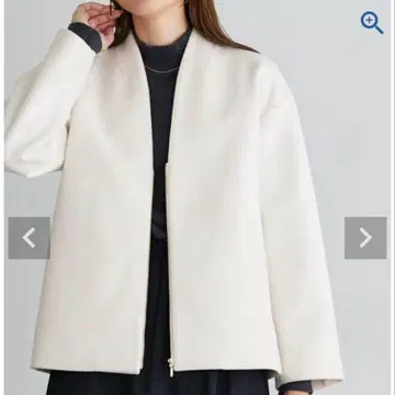 Pierrot 멜톤 V넥 노카라 숏코트 화이트 M 사이즈