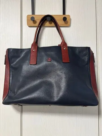 FUJITAKA 네이비/와인 레드 가죽 비즈니스 백