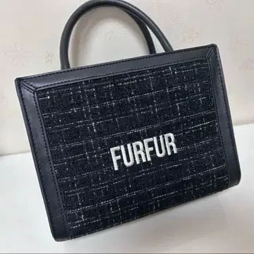 FURFUR 트위드 로고 토트백 블랙