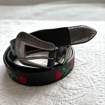 블랙 꽃무늬 장미 무늬 자수 벨트