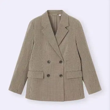 더블 브레스트 체크 자켓 gu M