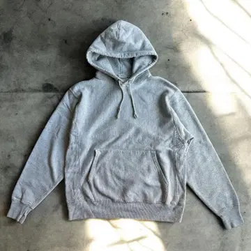 분위기 있는 구제 리버스 위브풍 무지 풀 후드티 그레이 맨투맨 L