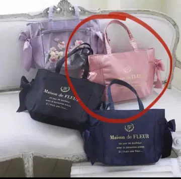 새상품 루미네 이케부쿠로 한정판 클리어 포켓 사이드 리본 토트백 핑크