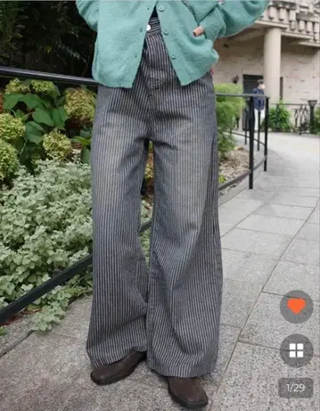 nugu one 헤링본 스트라이프 팬츠