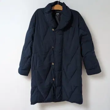 네이비 퀼팅 롱 코트