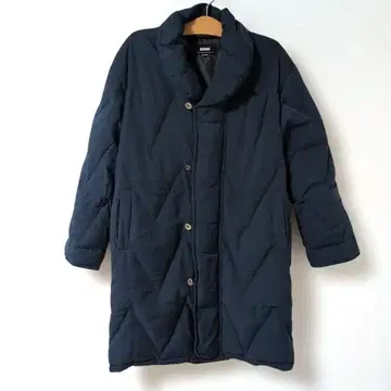 네이비 퀼팅 롱 코트